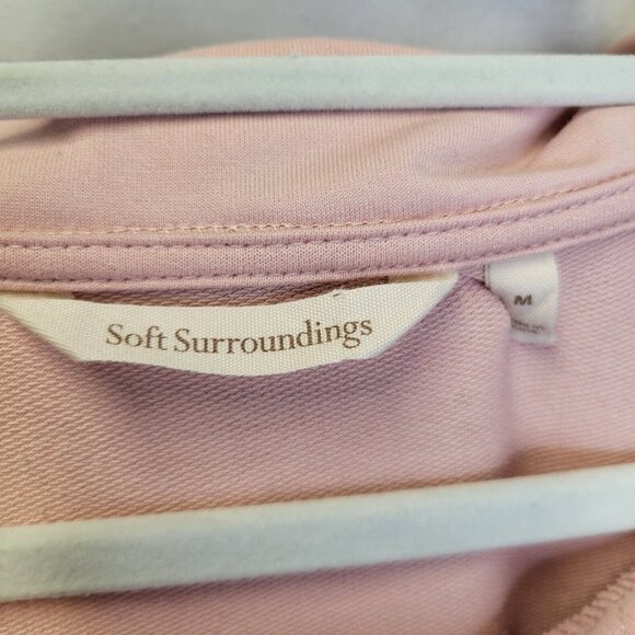 Soft Surroundings Women's Medium Shirt Top Pink Roll Tab Sleeves - Picture 5 of 6